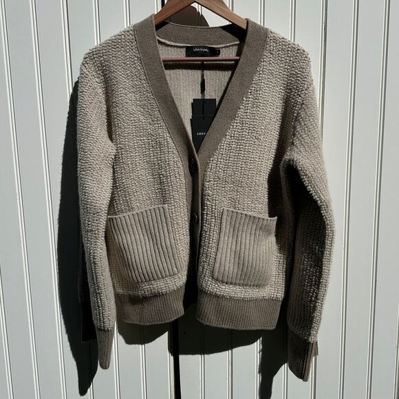 Lisa Yang Sonia Cardigan Sweater Sand Mole Bouclé Knit Cashmere Sz 1 S / M $890 - Picture 3 of 16
